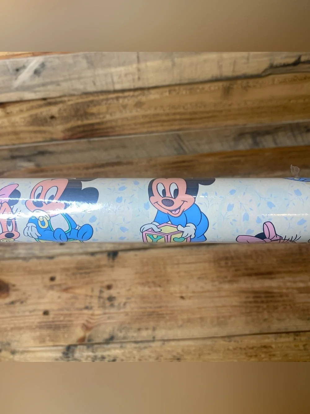 Vintage Gibson Greetings 1980 Walt Disney Baby Mickey Minnie Gift Wrapping Paper
